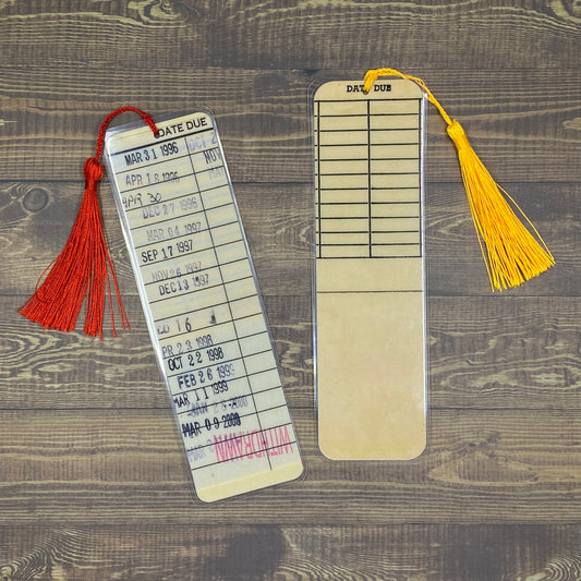 Retro Library Card Bookmarks Set